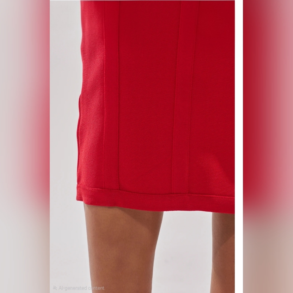 Red Hot Confidence: The Sculpting Halter Midi By AKIRA - Picture 5 of 5